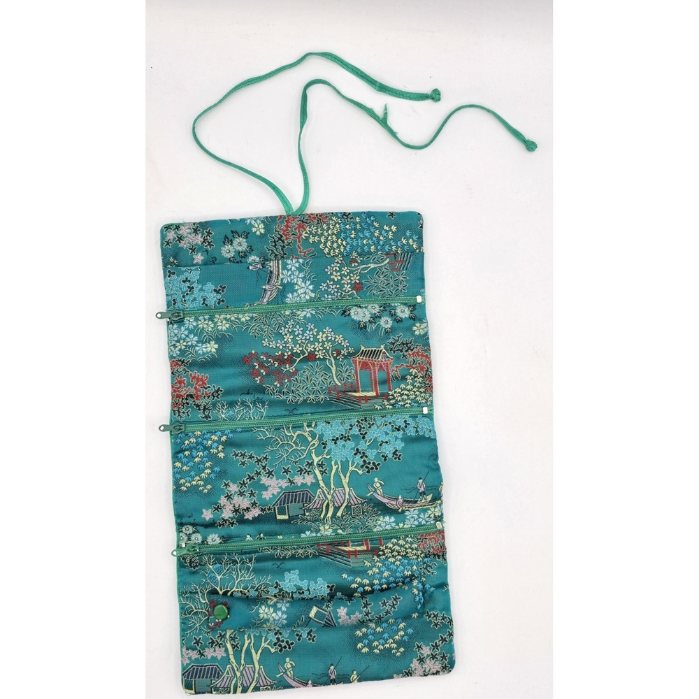 VTG Turquoise Travel Jewelry Organizer Roll Foldable Jewelry Storage Holder
